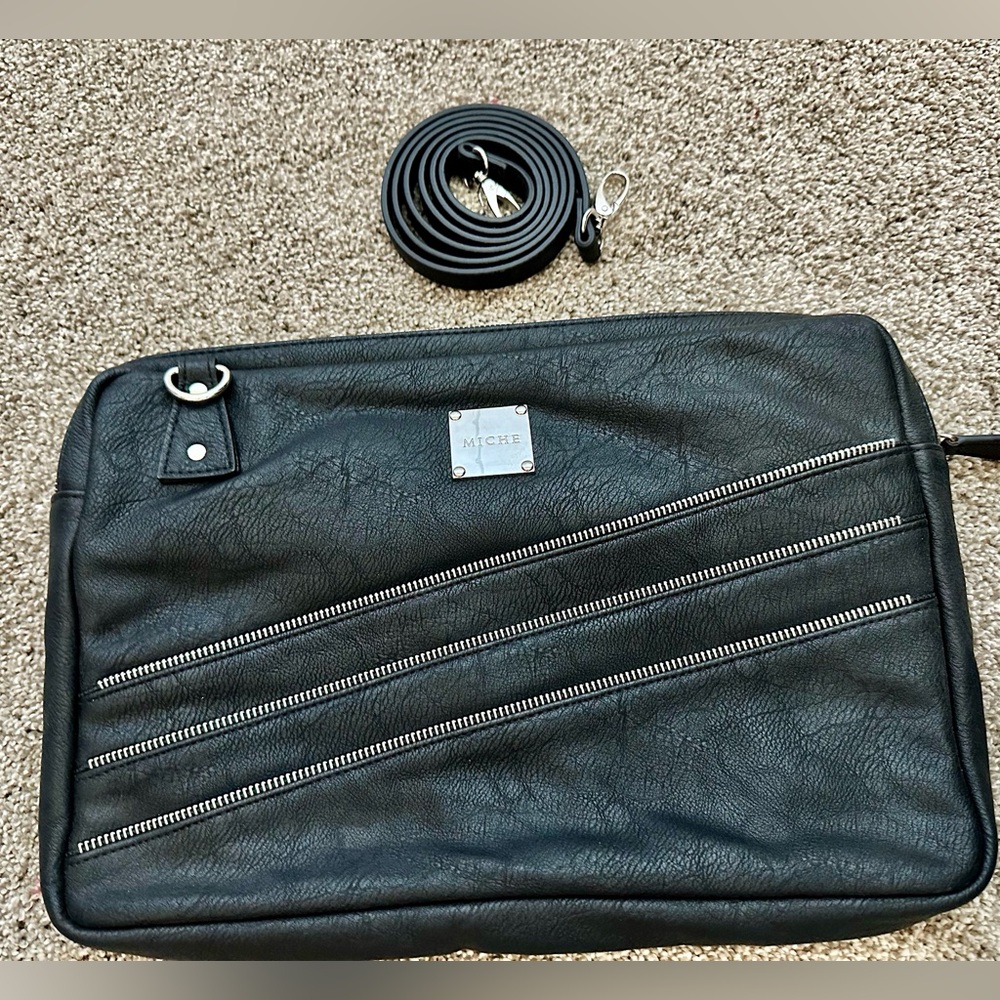 Miche Soft Black Faux Leather Tablet Bag
